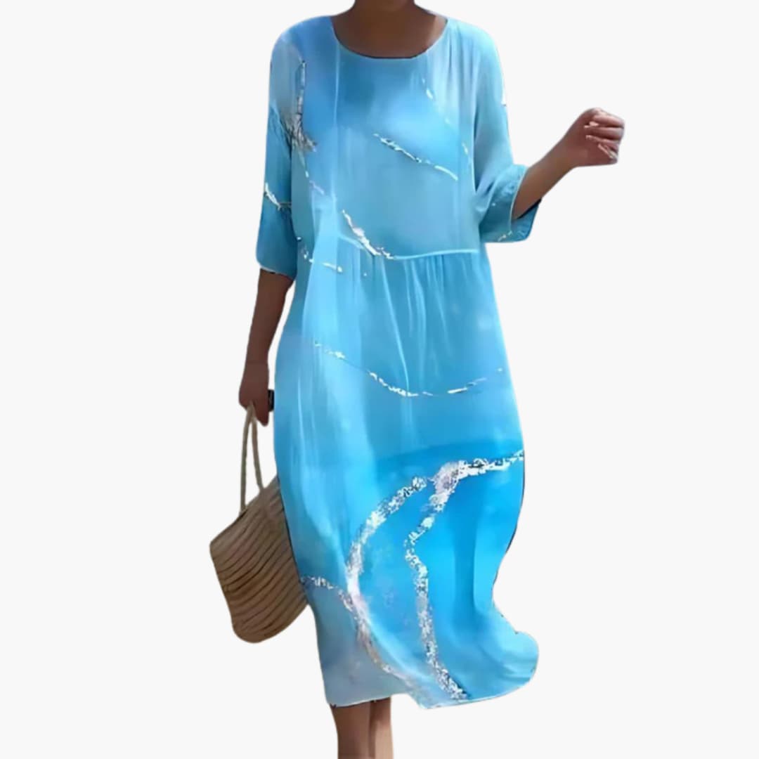 EP | Robe midi fleurie pour femme avec manches 3/4 pour l'été