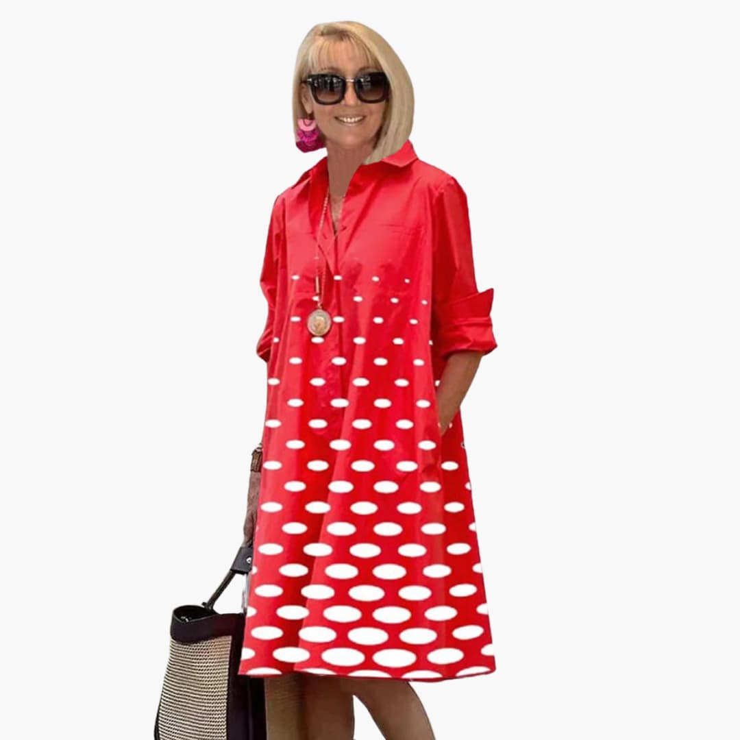 EP | Robe midi pour femme avec manches longues et imprimé polka-dot
