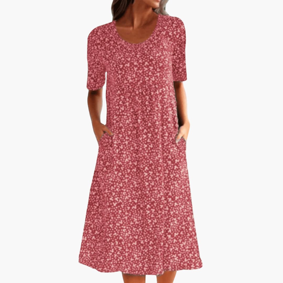 EP | Robe midi boho femme avec manches courtes et poches