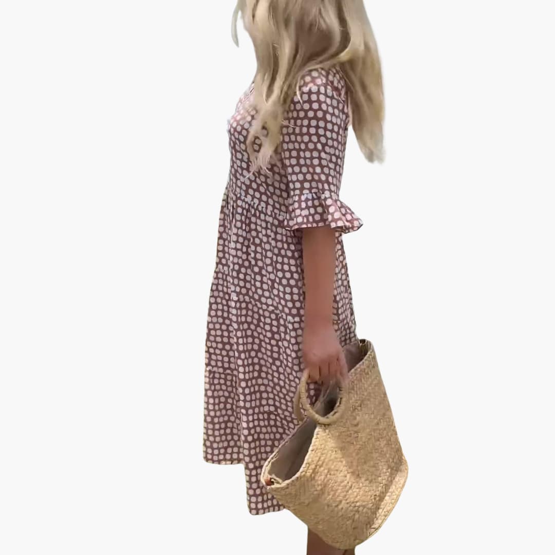 EP | Robe midi d'été pour femme avec motif à pois étagé