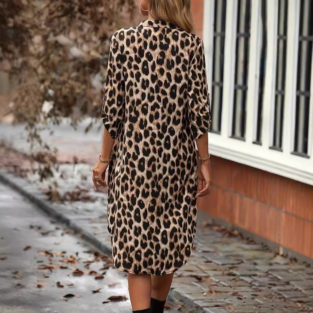 EP | Leopard Print Beach Cover-up V-cou Robe de bikini de vacances