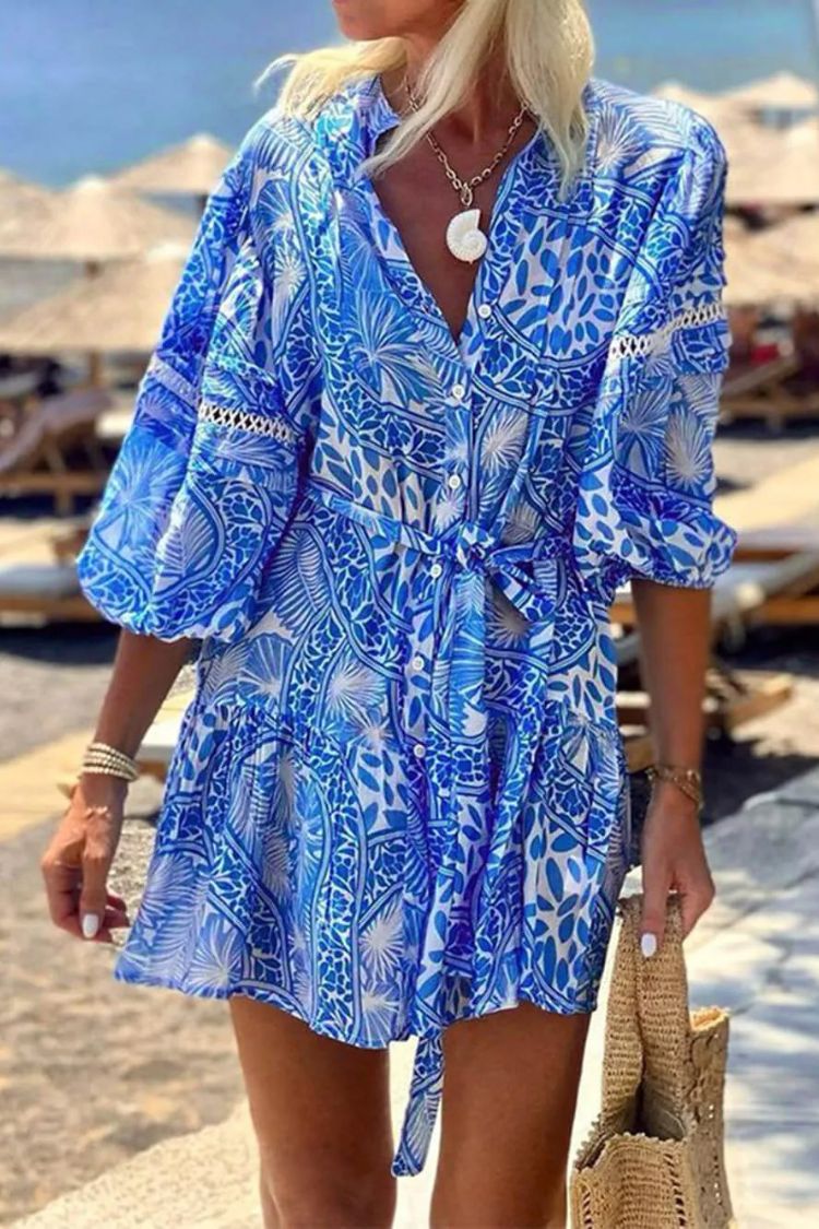 EP | Fashion Col montant Shift Mini robe imprimée Resort