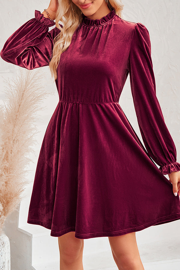 EP | Col roulé Mini-robe à manches longues en velours