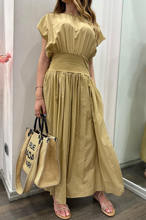 EP | MAKE A LIST TAILLE ÉLASTIQUE ROBE MIDI DÉCONTRACTÉE AVEC POCHES