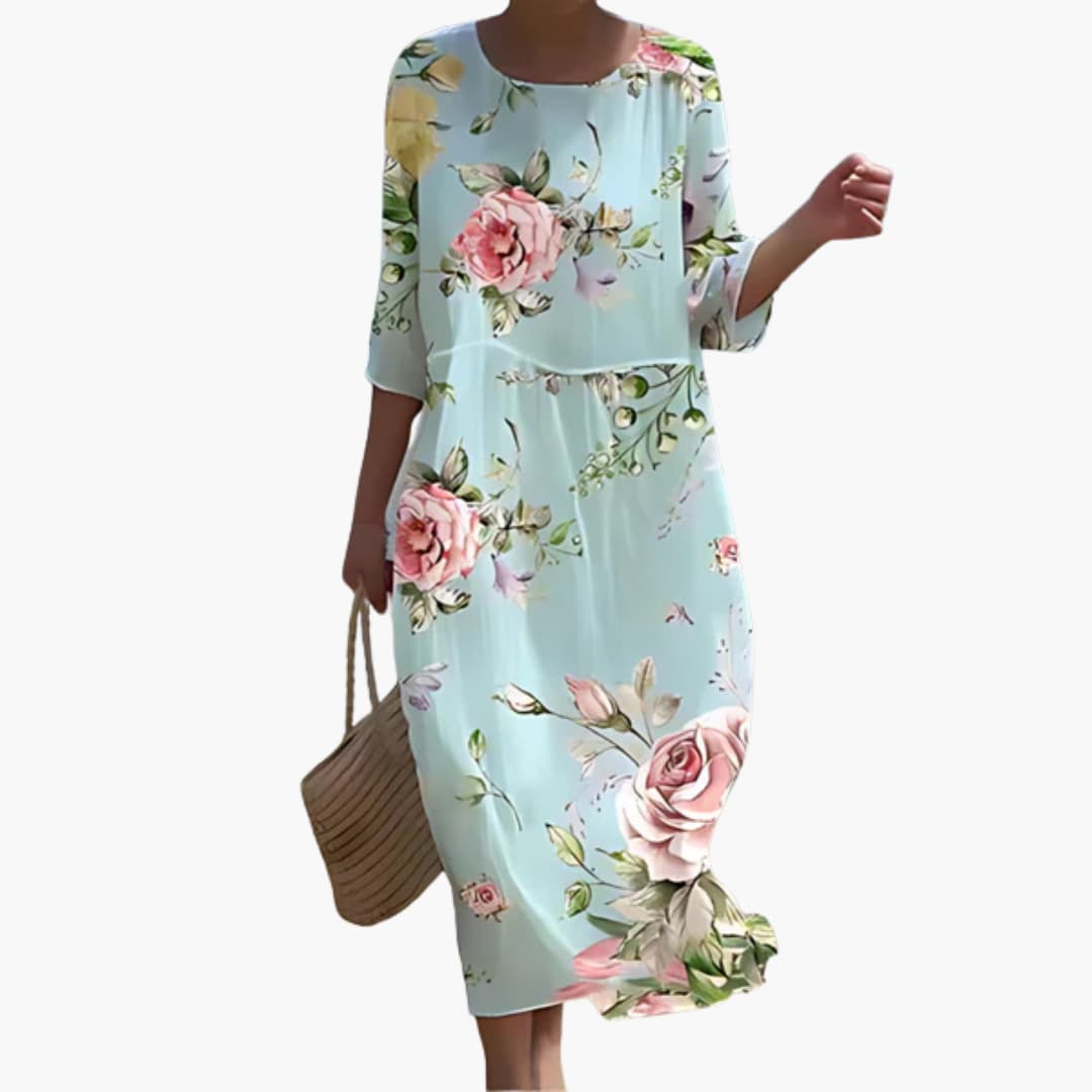 EP | Robe midi fleurie pour femme avec manches 3/4 pour l'été