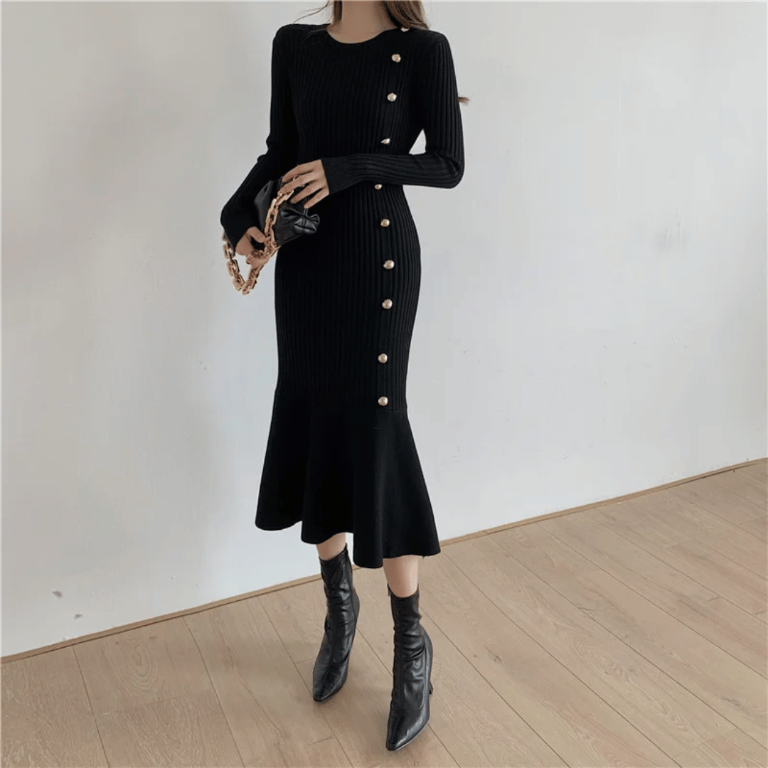 EP | robe midi élégante à côtes pour femmes