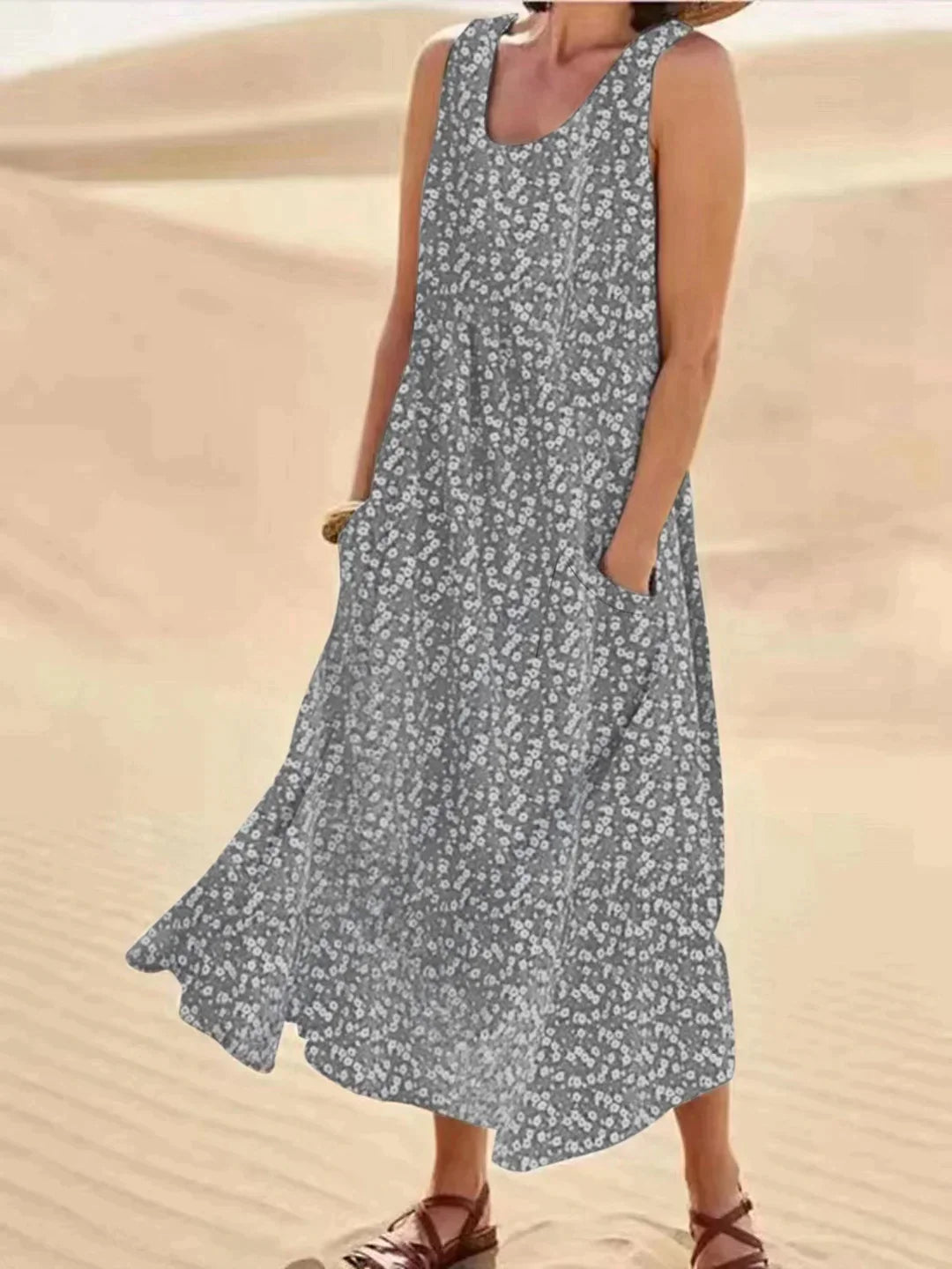 ND | Maxi-robe fleurie avec détail de poche
