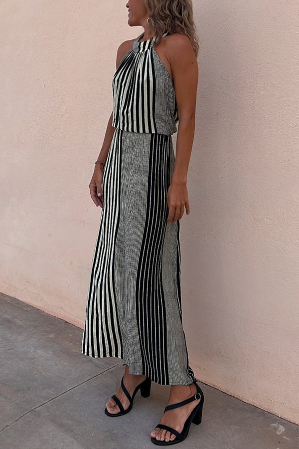 EP | One More Chance Robe midi rayée avec taille ajustable