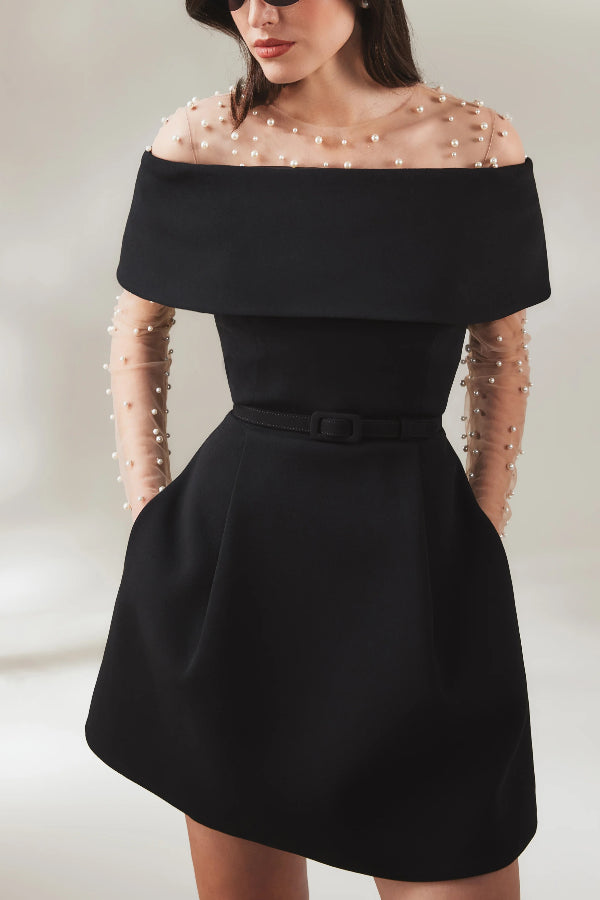 EP | Elégante Soirée Revers Bandeau Ceinture amovible Mini Robe Pochée