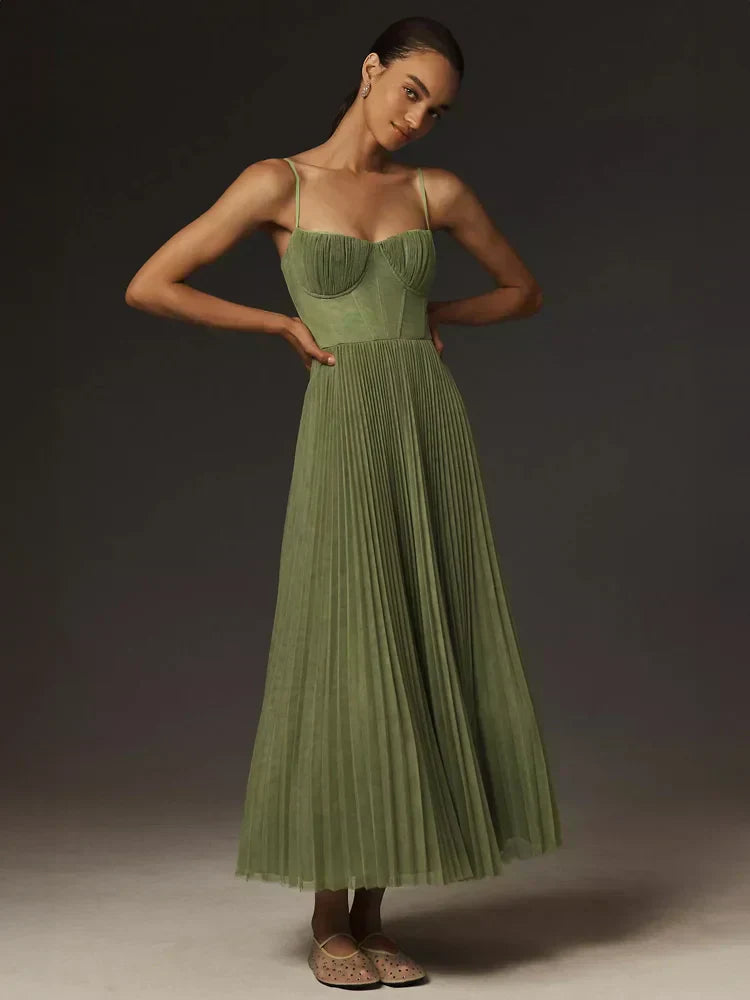 ND | Robe midi évasée avec bustier en tulle plissé