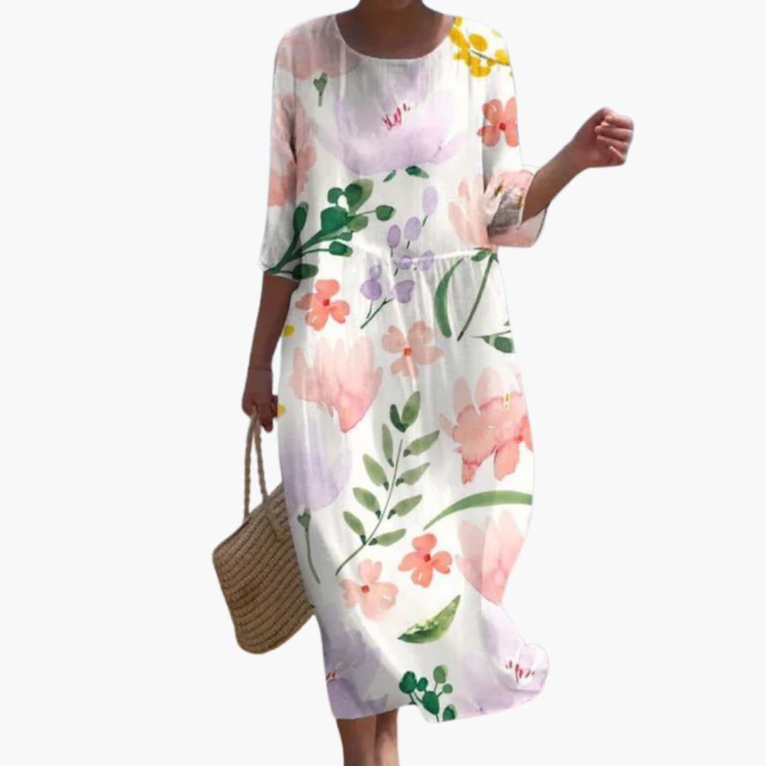 EP | Robe midi fleurie pour femme avec manches 3/4 pour l'été