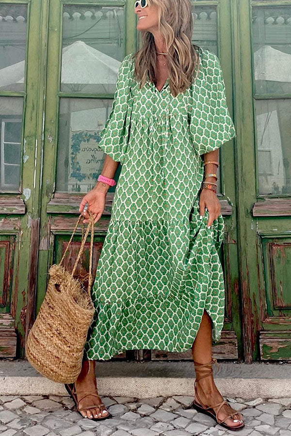 EP | Robe midi avec manches bouffantes