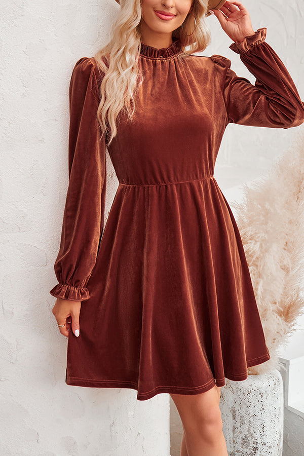 EP | Col roulé Mini-robe à manches longues en velours