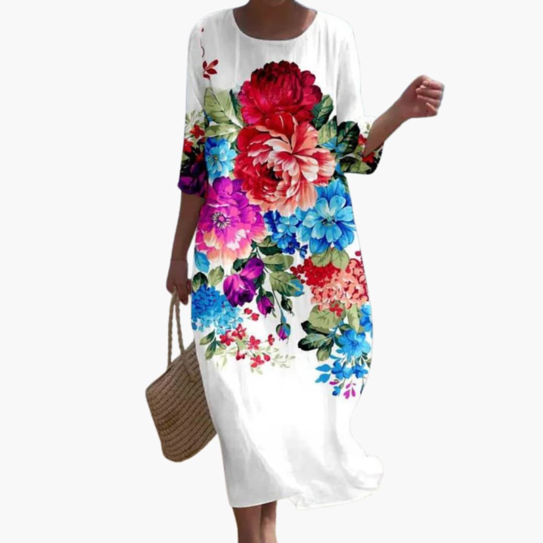 EP | Robe midi fleurie pour femme avec manches 3/4 pour l'été