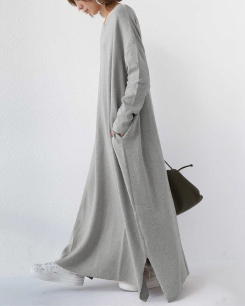 EP | maxi-robe stylée à manches longues et décolleté en V pour tous les jours