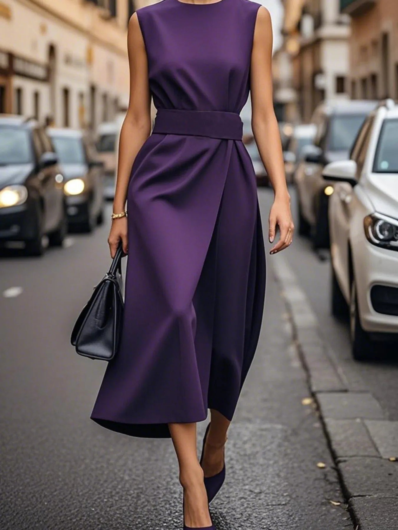 EP | Col rond Robe midi sans manches