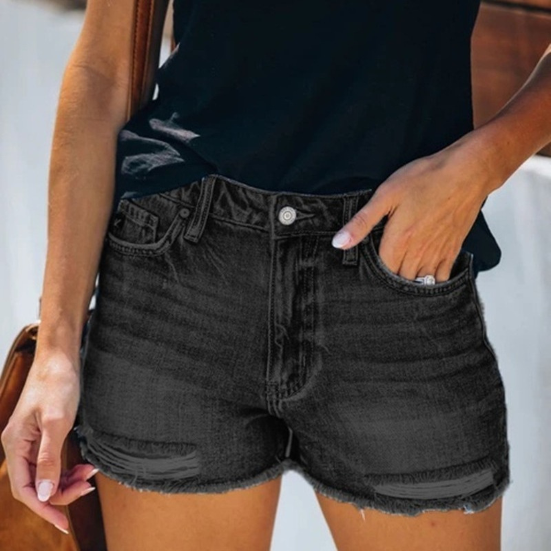 ND | Short en jean estival pour femmes avec franges fantaisie