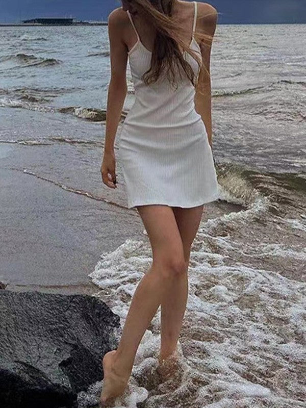 EP | Mini-robe de plage blanche d'été