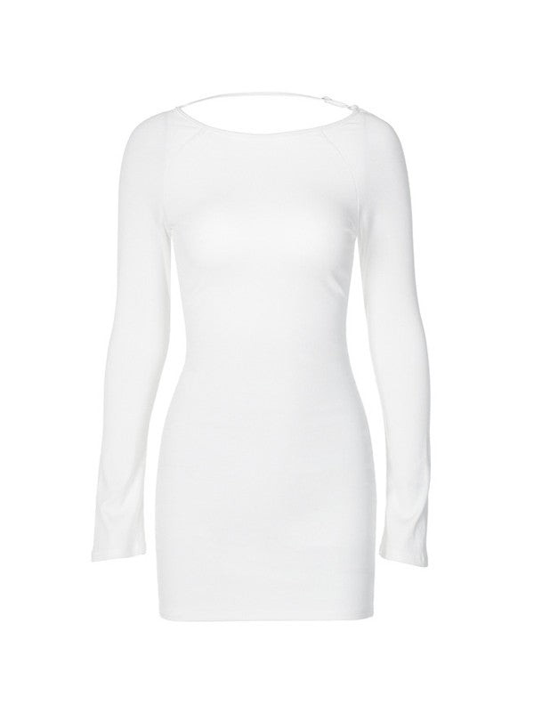 EP | Blanc Mini-robe dos nu à manches longues