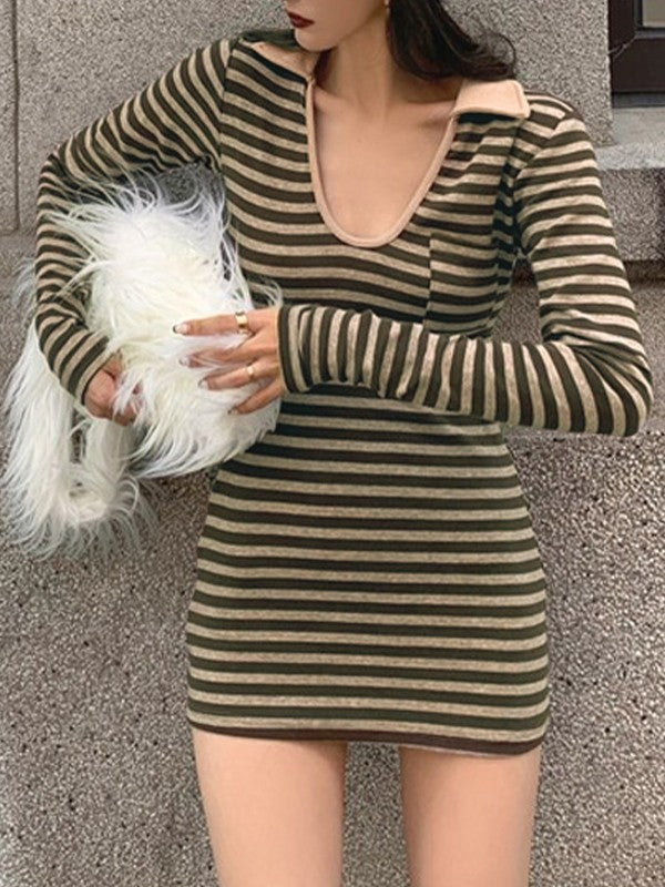 EP | Polo Mini-robe rayée à manches longues