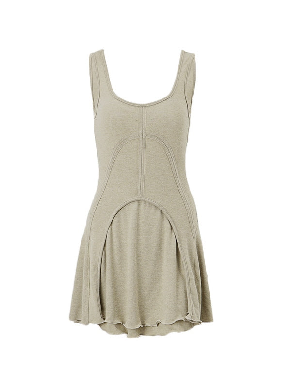 EP | Patchwork Mini-robe sans manches bodycon