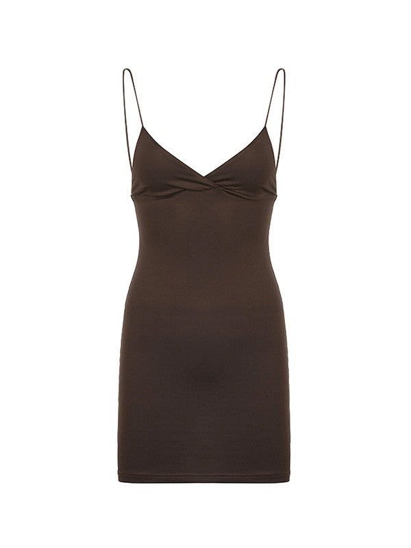 EP | Mini-robe slip marron vintage