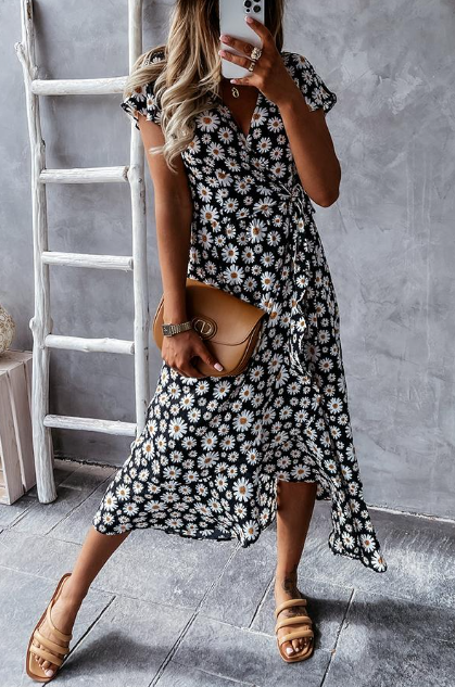 EP | Robe midi avec imprimé marguerite