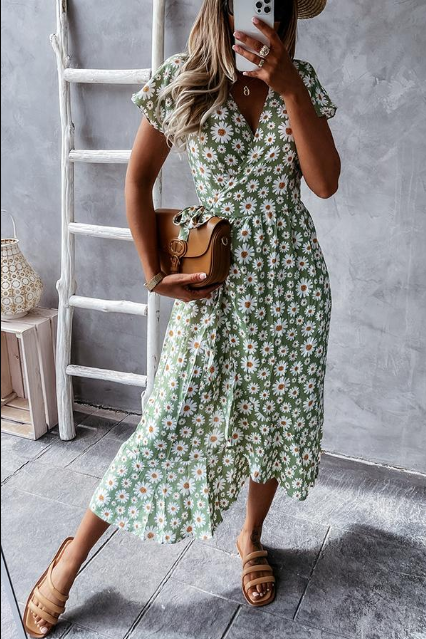 EP | Robe midi avec imprimé marguerite