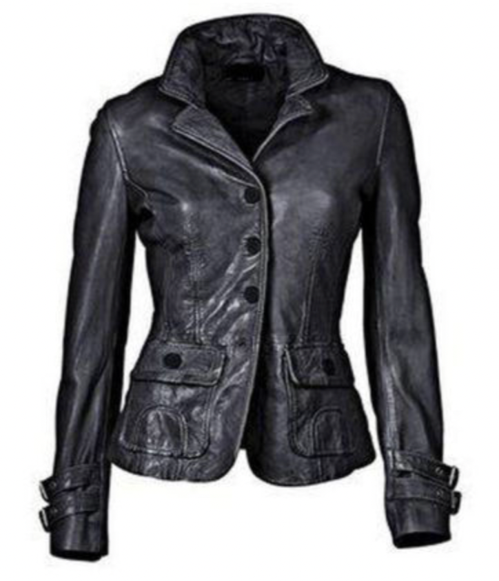 ND | Veste en cuir noir avec coupe