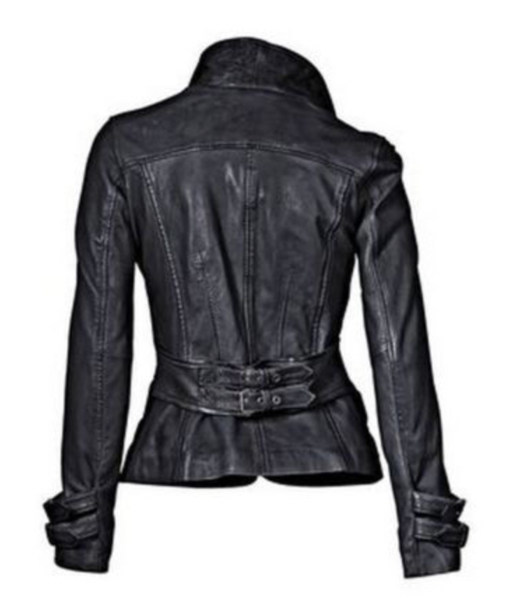 ND | Veste en cuir noir avec coupe