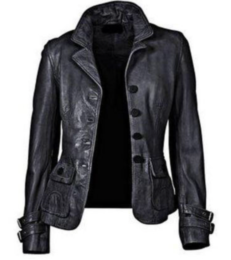 ND | Veste en cuir noir avec coupe