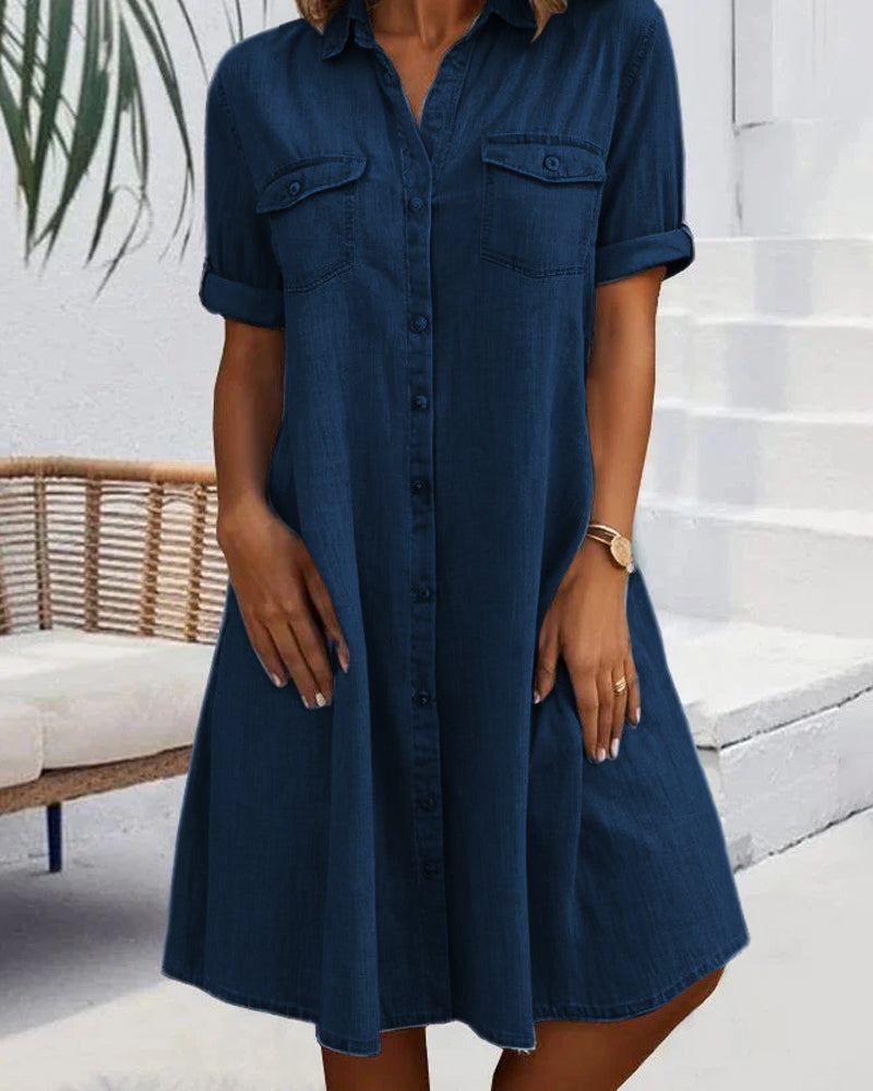 EP | Robe midi à manches courtes avec fermeture à boutons