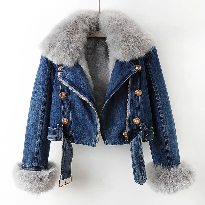 ND | Veste en denim de luxe en fausse fourrure