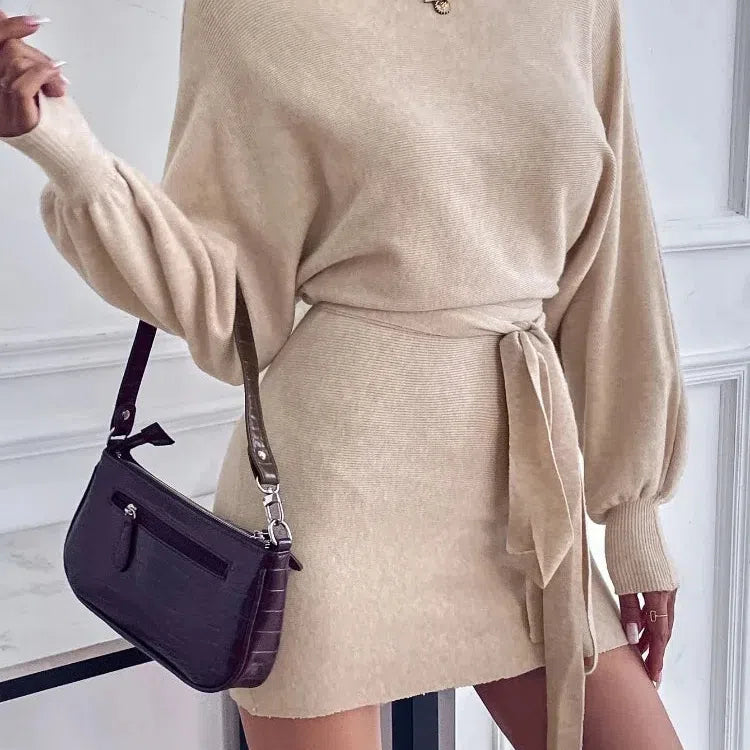 EP | Elégante robe bodycon manches longues femme laine mini-robe