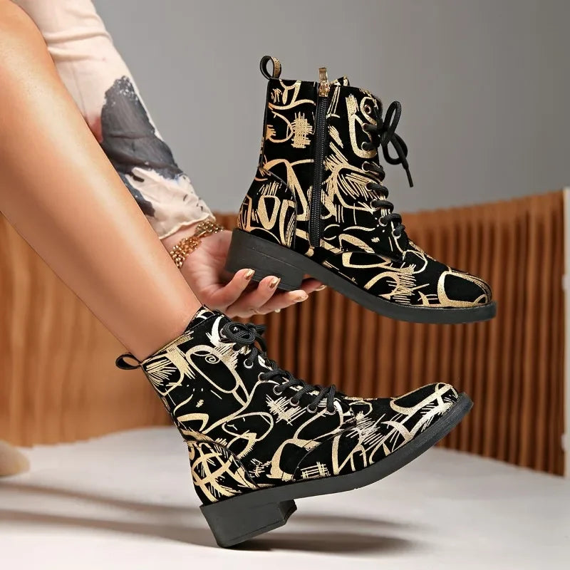 2024 Hot Sale Ladies Shoes Side Zipper Women's Boots Fashion Plus Size Modern Boots Women New Crystal Round Toe Mid-Calf Boots