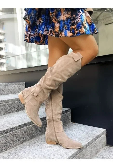 ND | Bottes hautes en daim avec fermeture éclair sur le côté