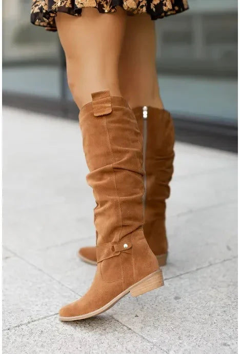 ND | Bottes hautes en daim avec fermeture éclair sur le côté