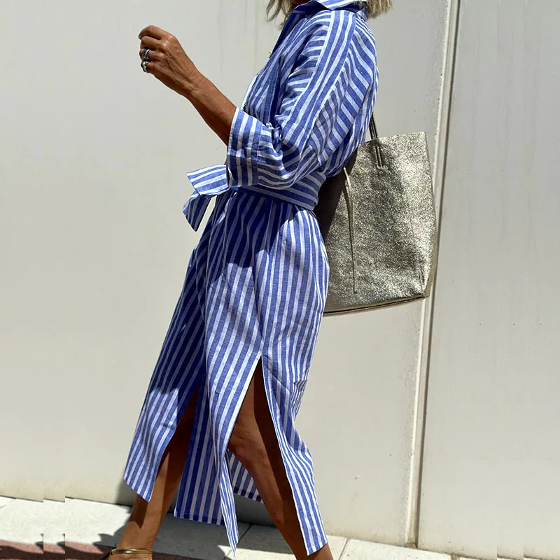 EP | Robe midi confortable à rayures