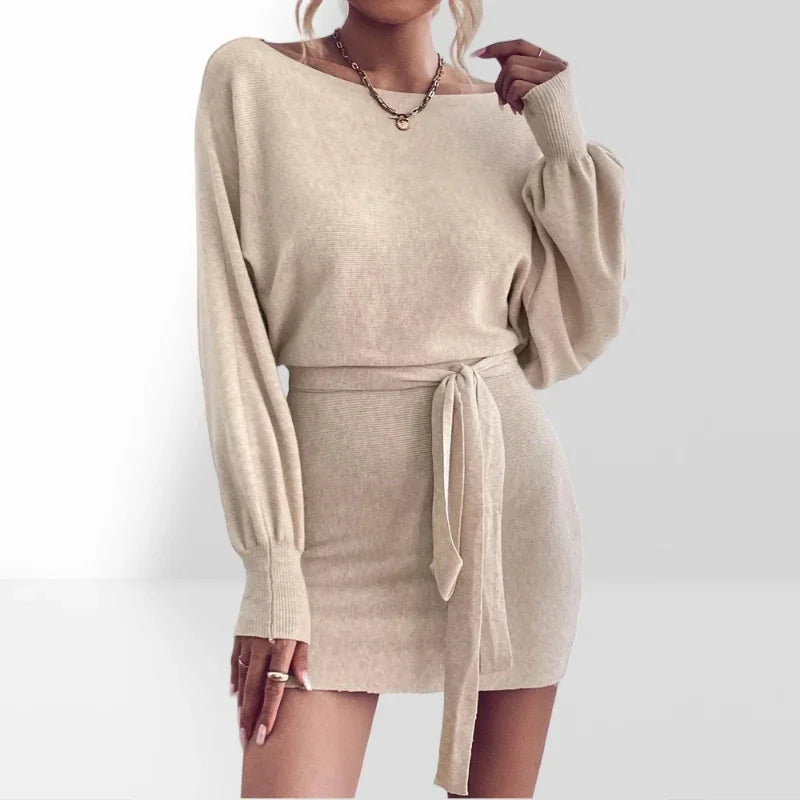 EP | Elégante robe bodycon manches longues femme laine mini-robe