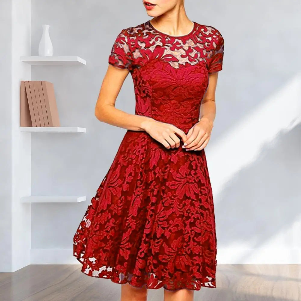 EP | Elégante mini robe d'été plus size A-ligne col rond Style
