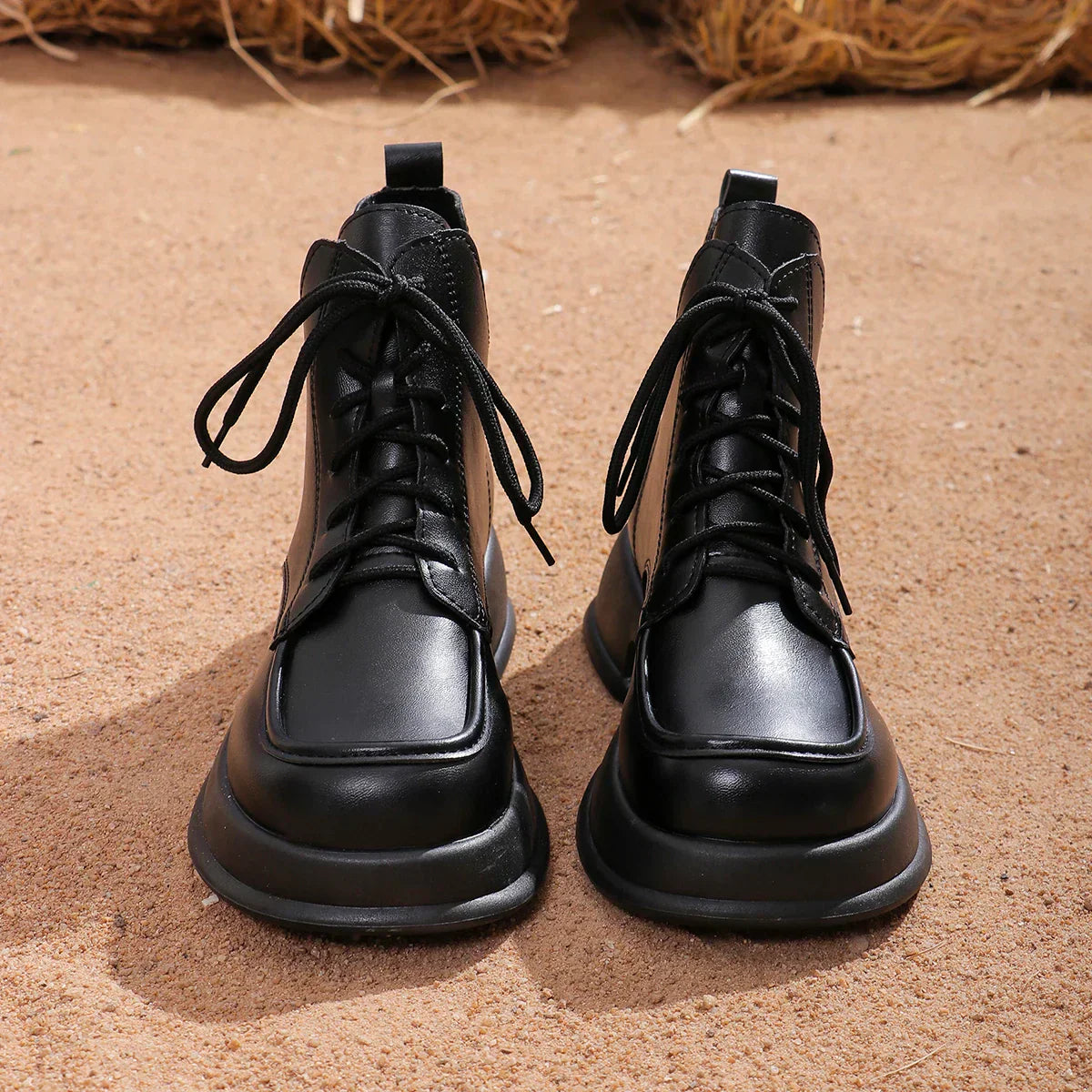ND | Bottines à lacets en cuir marron