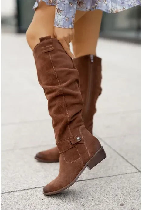 ND | Bottes hautes en daim avec fermeture éclair sur le côté