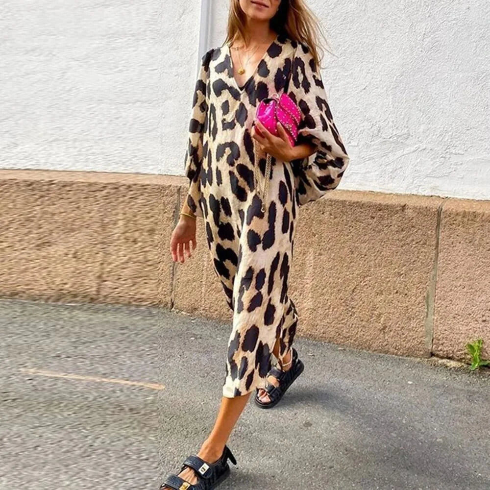 EP | Luxe Robe midi avec imprimé léopard