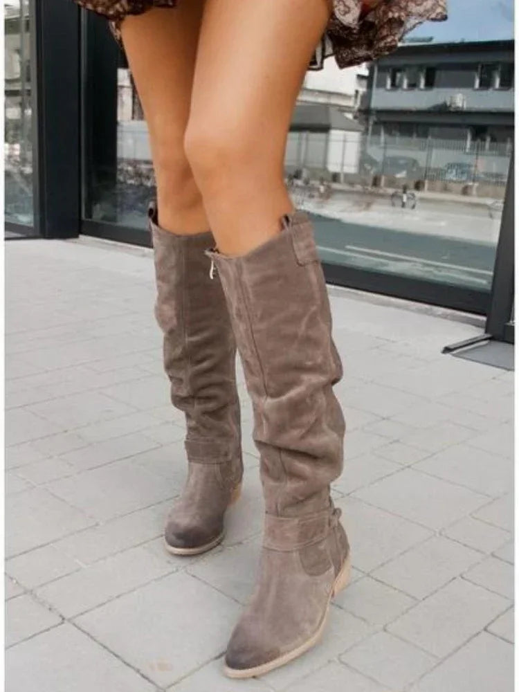ND | Bottes hautes en daim avec fermeture éclair sur le côté