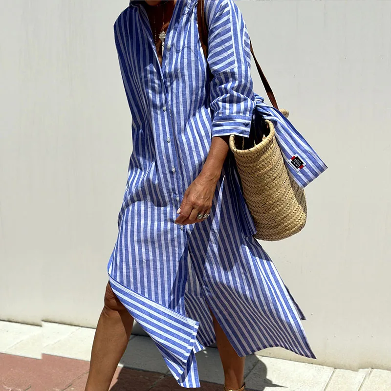 EP | Robe midi confortable à rayures