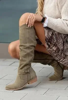 ND | Bottes hautes en daim avec fermeture éclair sur le côté