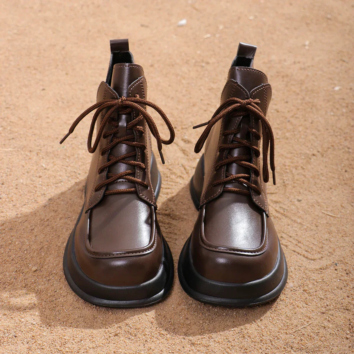 ND | Bottines à lacets en cuir marron