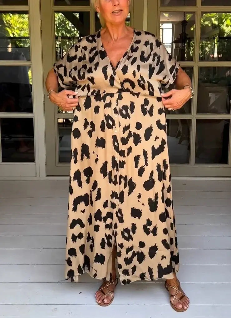 EP | Maxi robe léopard avec décolleté en V