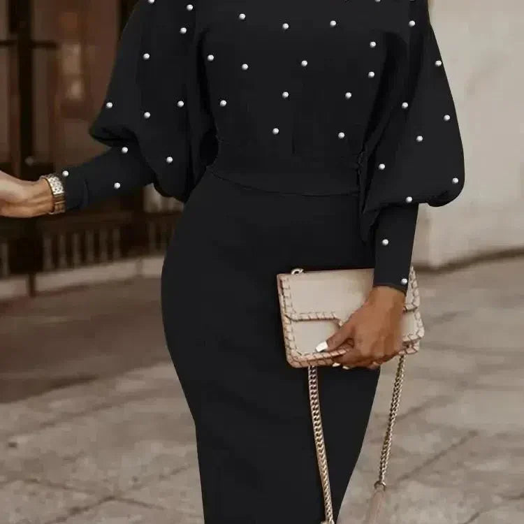 EP | Elégante robe bodycon manches longues femme laine mini-robe