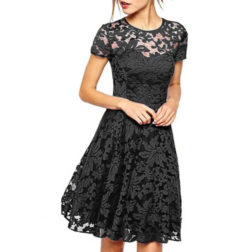 EP | Elégante mini robe d'été plus size A-ligne col rond Style